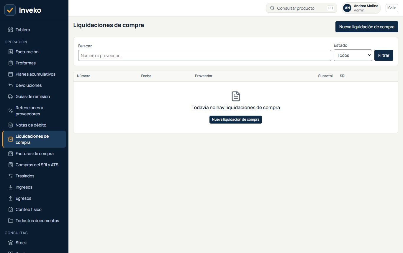 Liquidaciones de compra