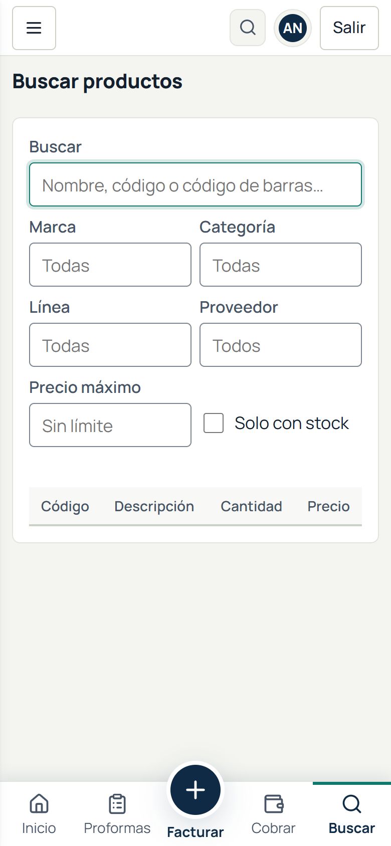 Buscar productos en el celular