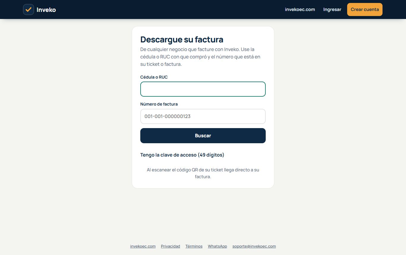 facturacion.invekoec.com: buscar con cédula y número