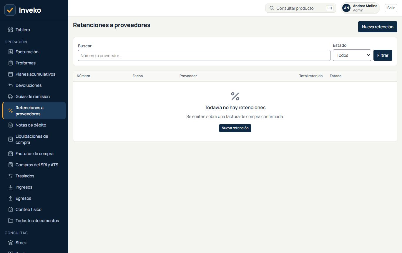 Retenciones a proveedores