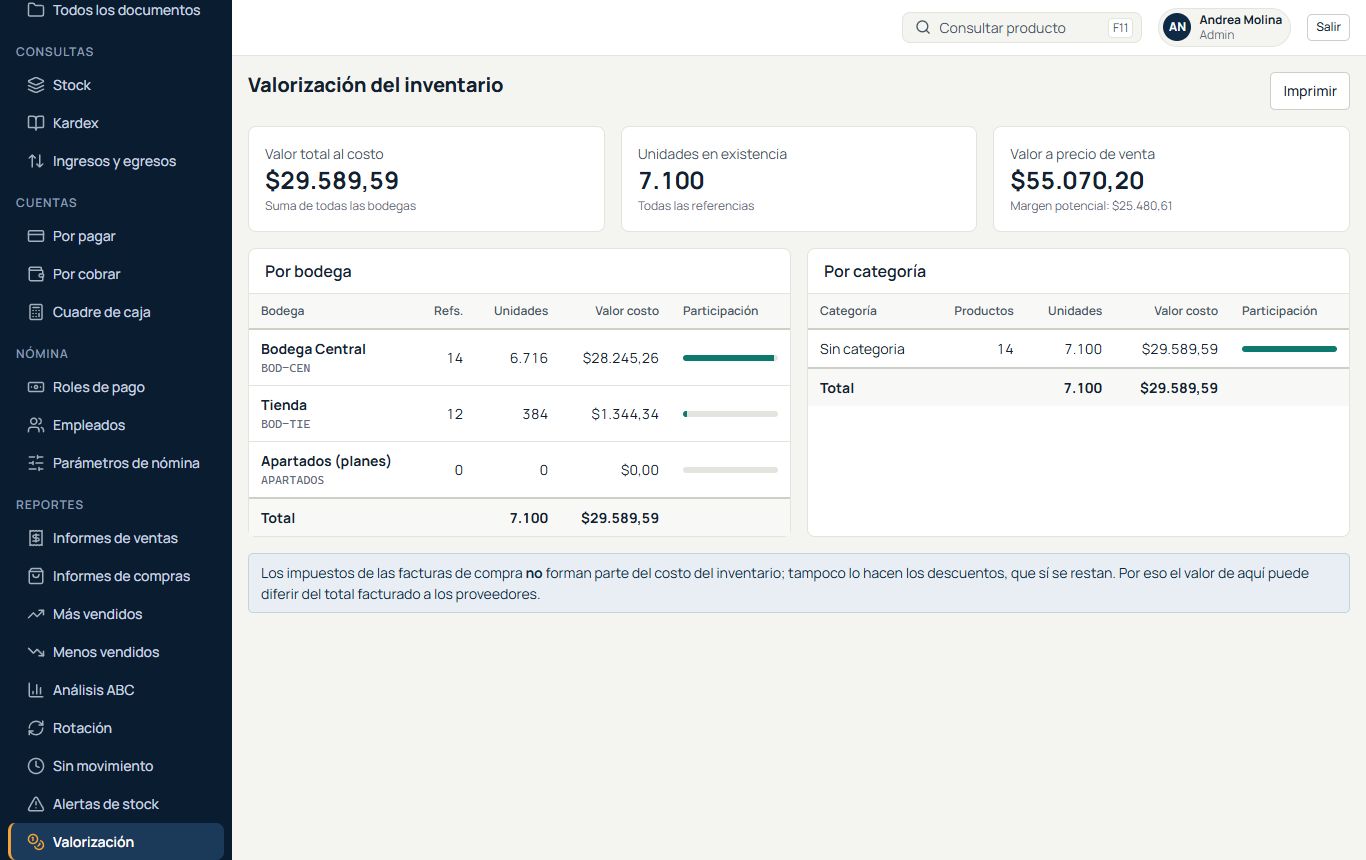 Valorización del inventario